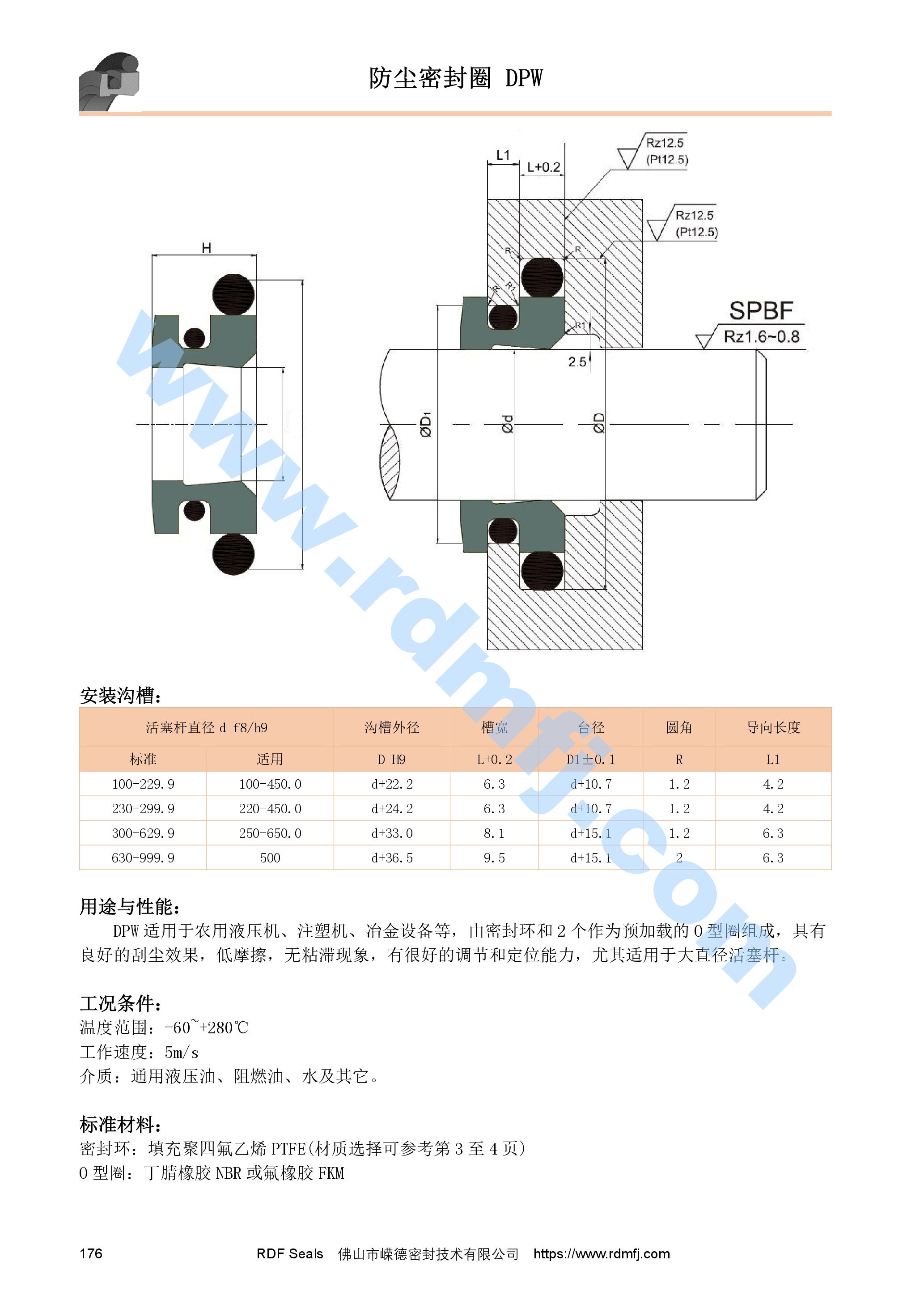 双O圈组合防尘圈安装沟槽尺寸